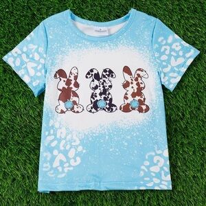 Bunnies Light Blue Bleached Short Sleeve T-shirt NWOT